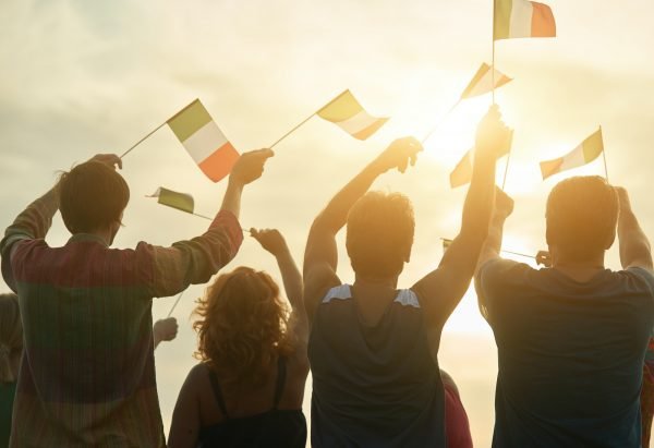 Waving italian flags.