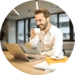 Happy man learning italian online