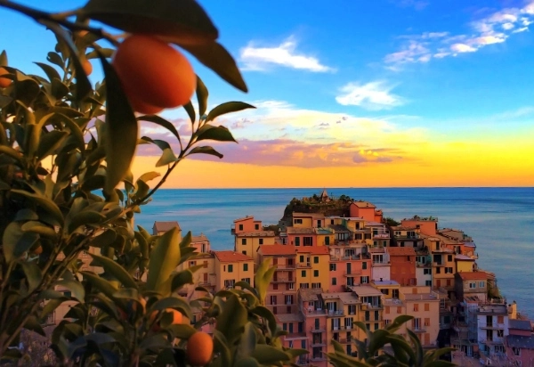 Sunset in cinque terre Italy